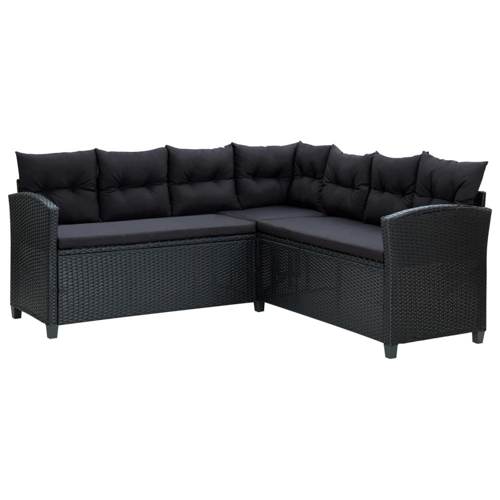 Set Divani Da Giardino 6 Pz Con Cuscini In Polyrattan Nero - Image 4