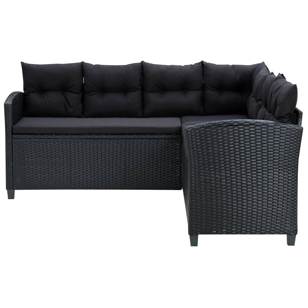 Set Divani Da Giardino 6 Pz Con Cuscini In Polyrattan Nero - Image 5
