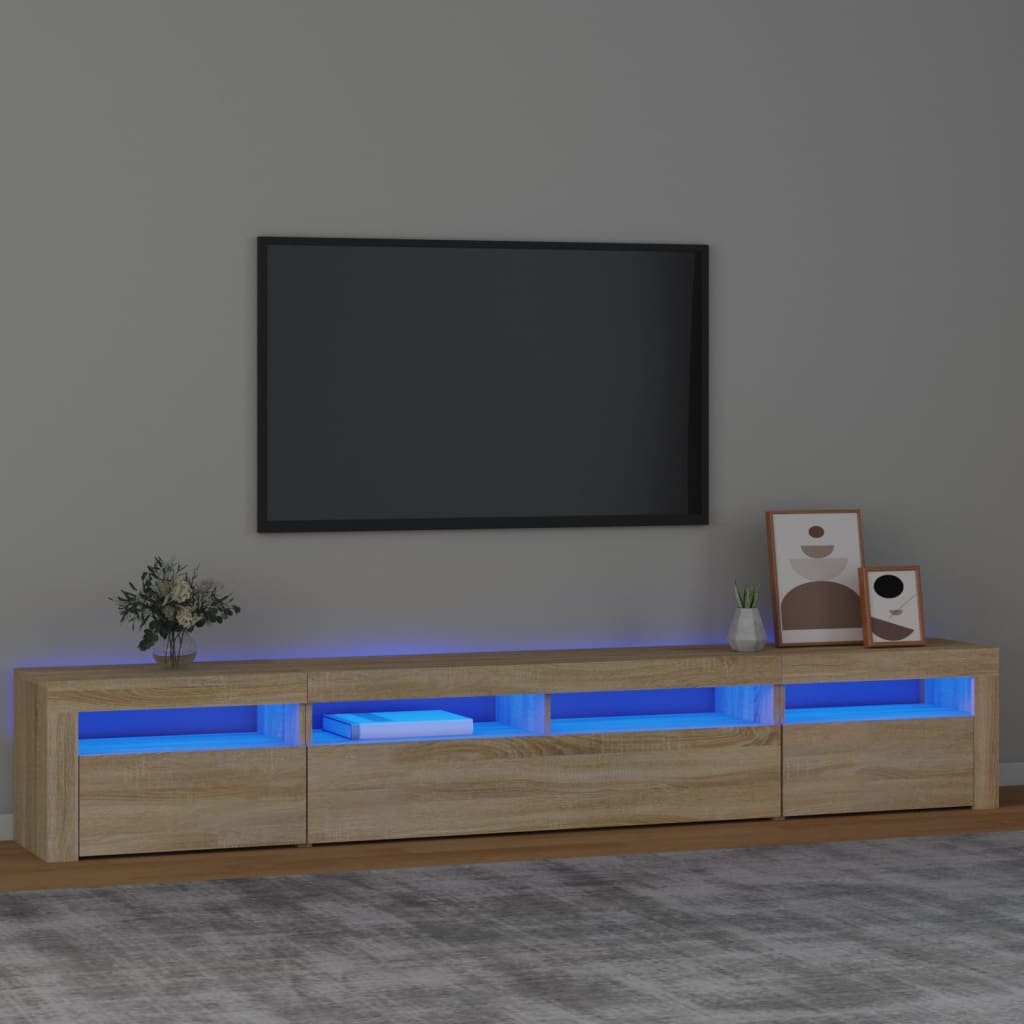 Mobile Porta Tv Con Luci Led Rovere Sonoma 240x35x40 cm