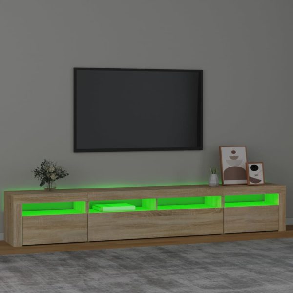 Mobile Porta Tv Con Luci Led Rovere Sonoma 240x35x40 cm - Image 4