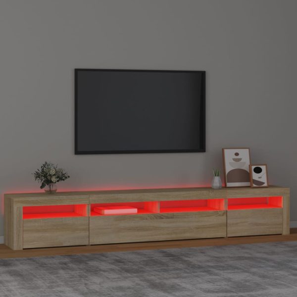 Mobile Porta Tv Con Luci Led Rovere Sonoma 240x35x40 cm - Image 5
