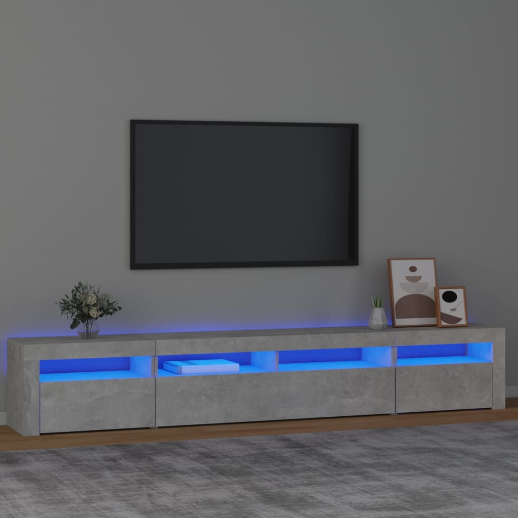 Mobile Porta Tv Con Luci Led Grigio Cemento 240x35x40 cm