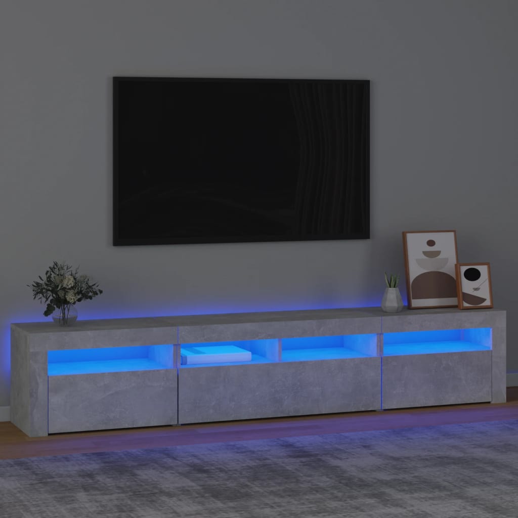 Mobile Porta Tv Con Luci Led Grigio Cemento 210x35x40 cm