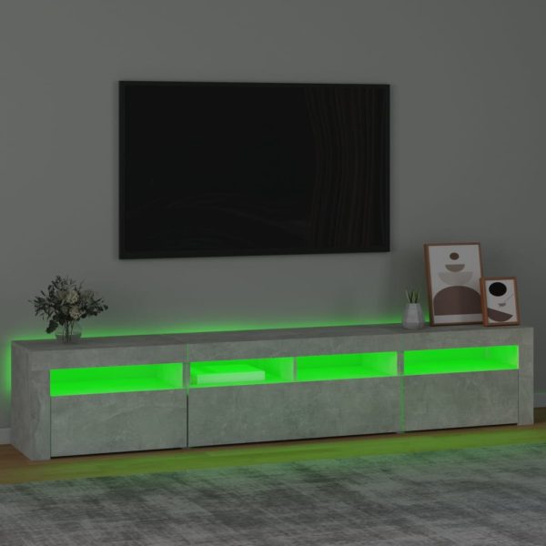 Mobile Porta Tv Con Luci Led Grigio Cemento 210x35x40 cm - Image 4