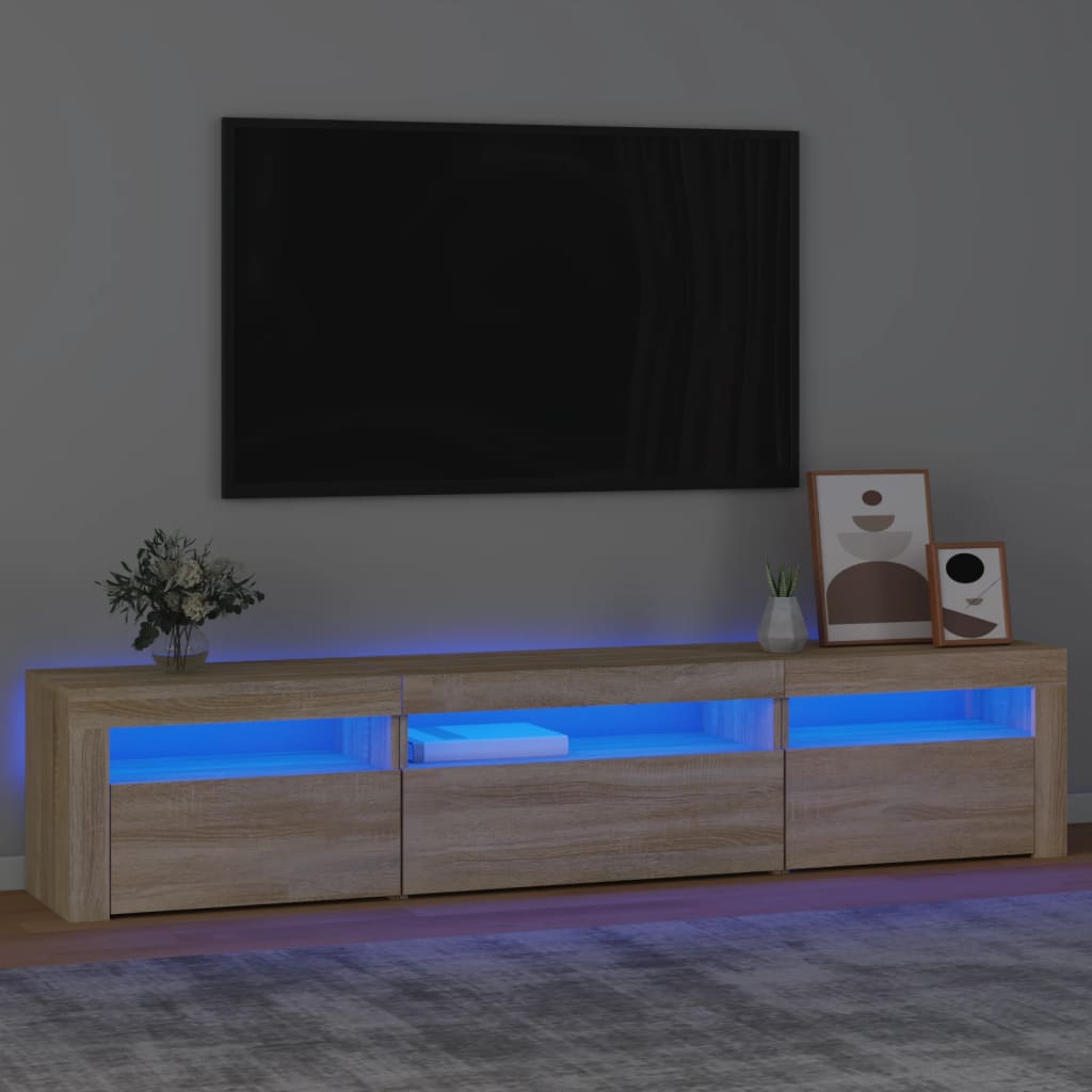 Mobile Porta Tv Con Luci Led Rovere Sonoma 195x35x40 cm