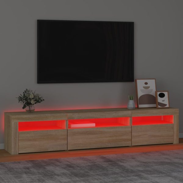 Mobile Porta Tv Con Luci Led Rovere Sonoma 195x35x40 cm - Image 5