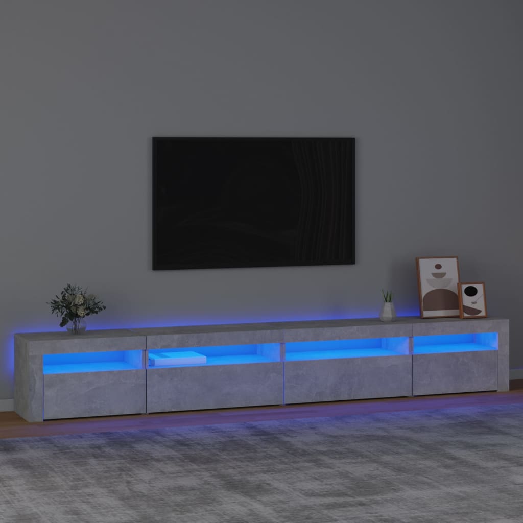 Mobile Porta Tv Con Luci Led Grigio Cemento 270x35x40 cm
