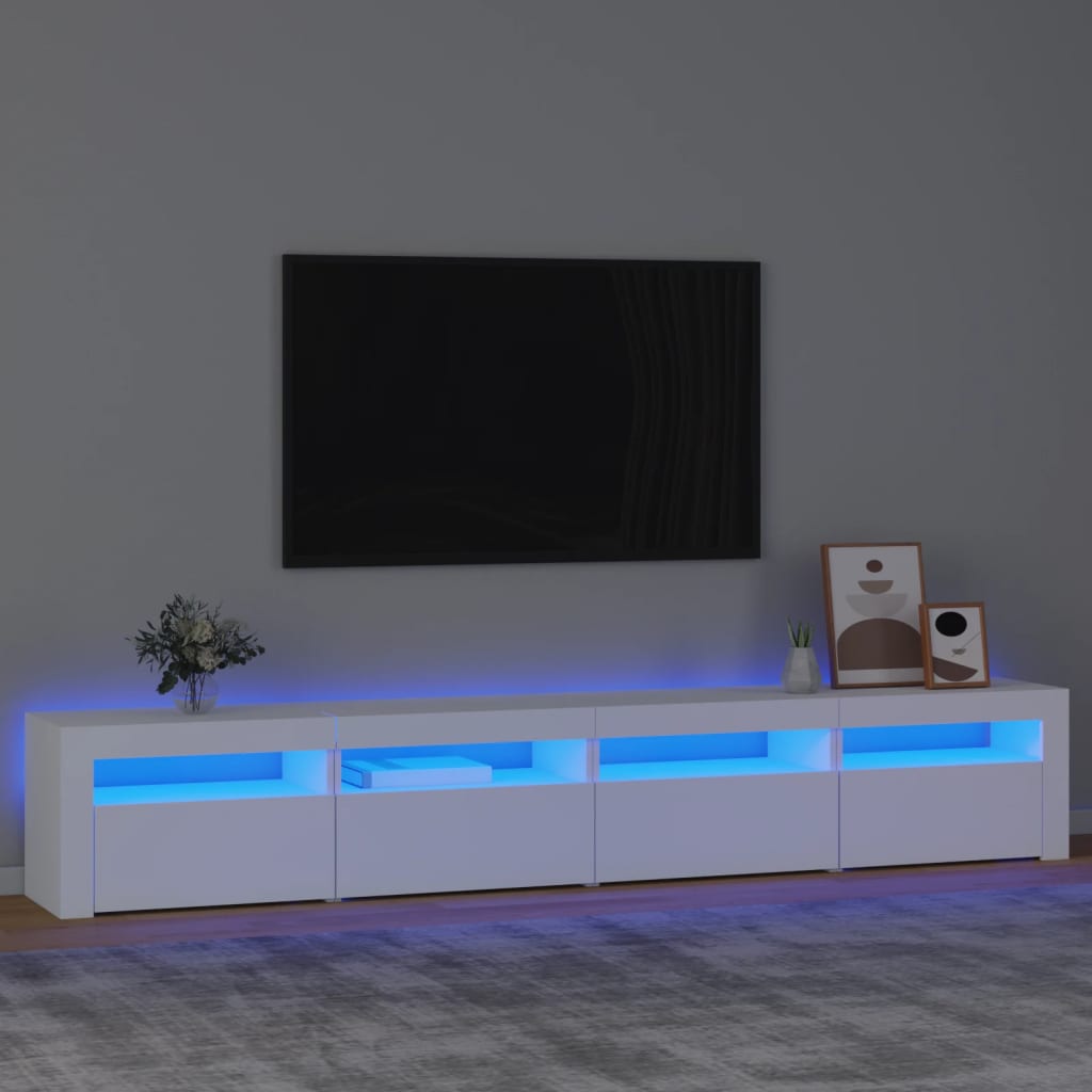 Mobile Porta Tv Con Luci Led Bianco 240x35x40 cm