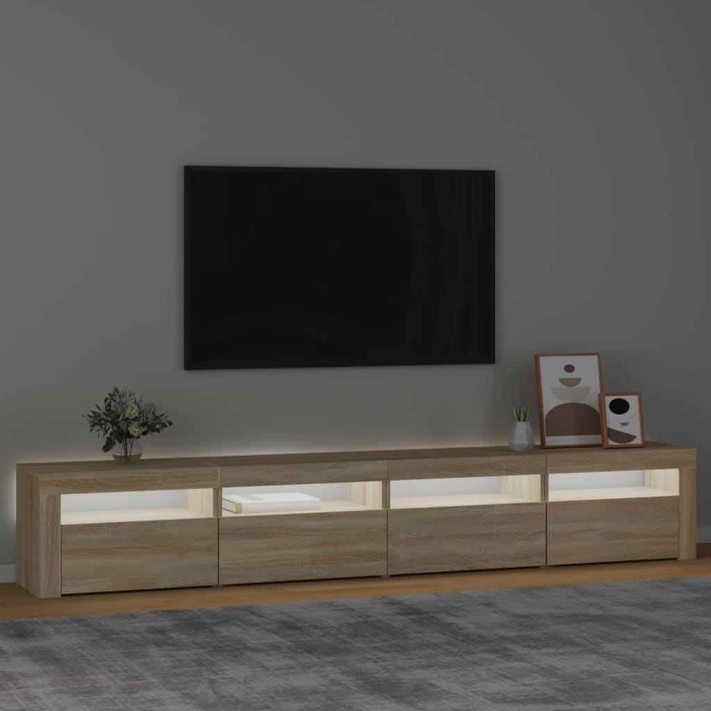 Mobile Porta Tv Con Luci Led Rovere Sonoma 240x35x40 cm - Image 3
