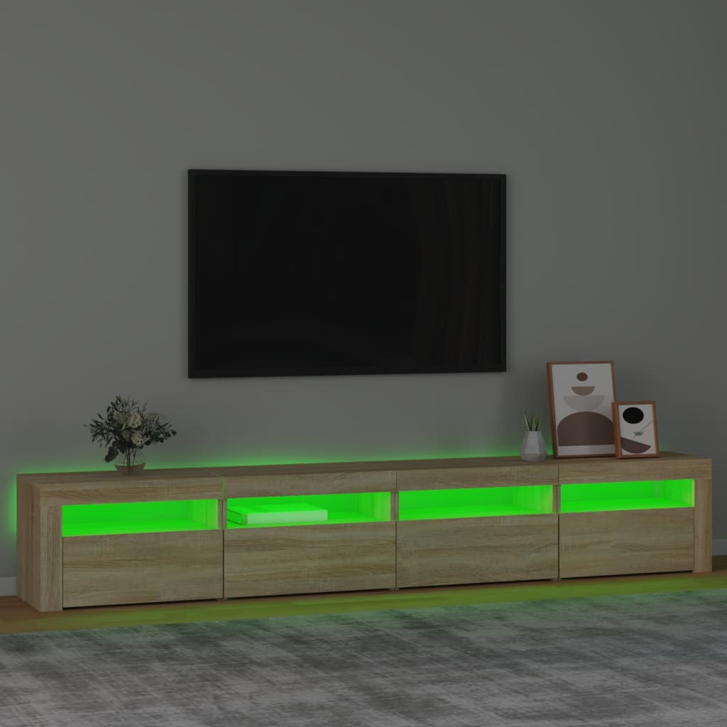 Mobile Porta Tv Con Luci Led Rovere Sonoma 240x35x40 cm - Image 4
