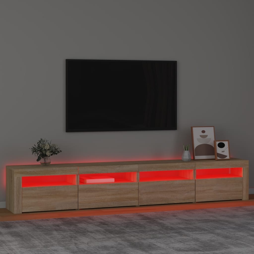 Mobile Porta Tv Con Luci Led Rovere Sonoma 240x35x40 cm - Image 5
