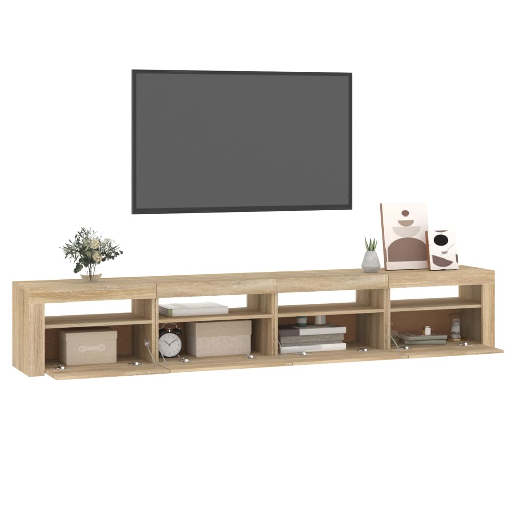 Mobile Porta Tv Con Luci Led Rovere Sonoma 240x35x40 cm - Image 6