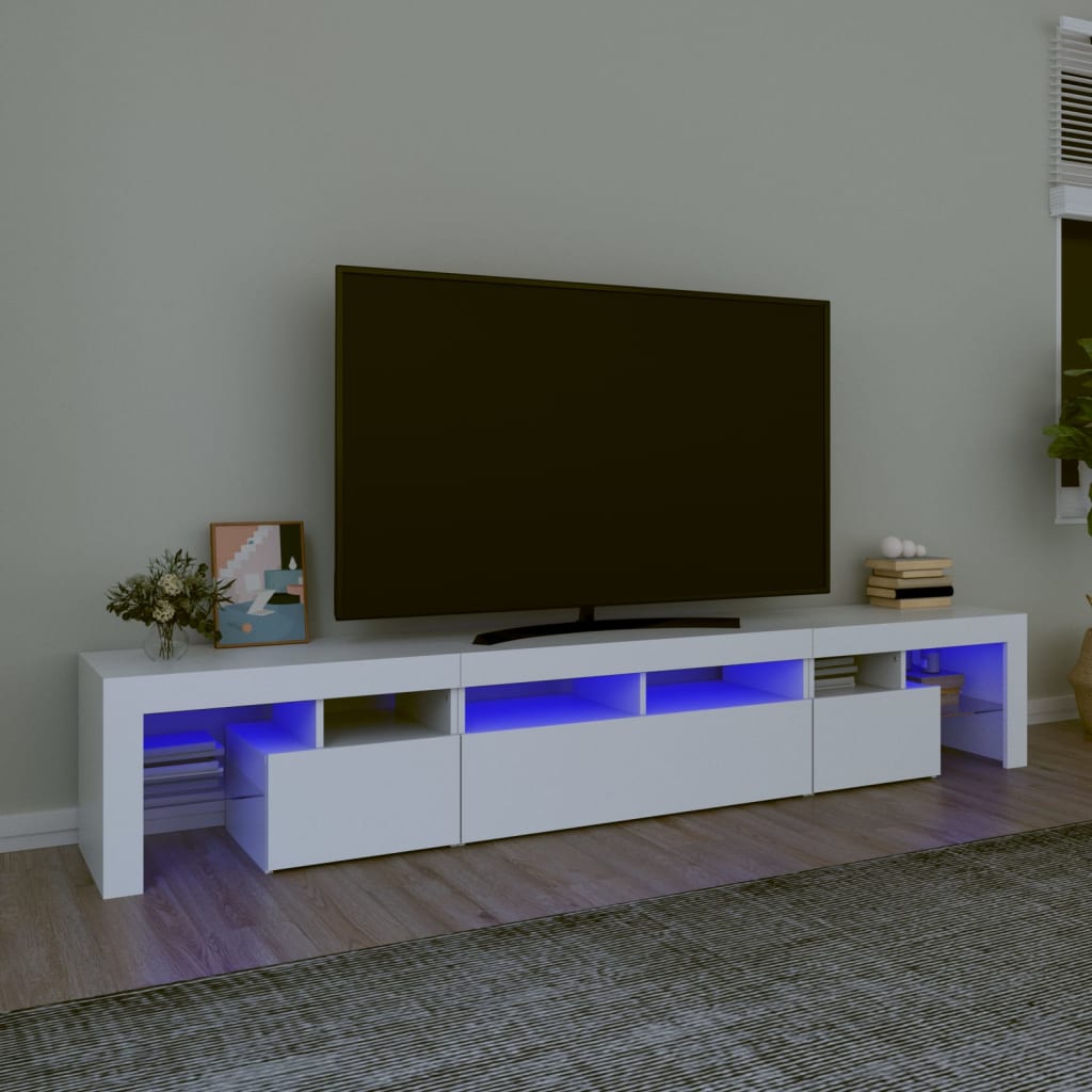 Mobile Porta Tv Con Luci Led Bianco 230x36,5x40 cm