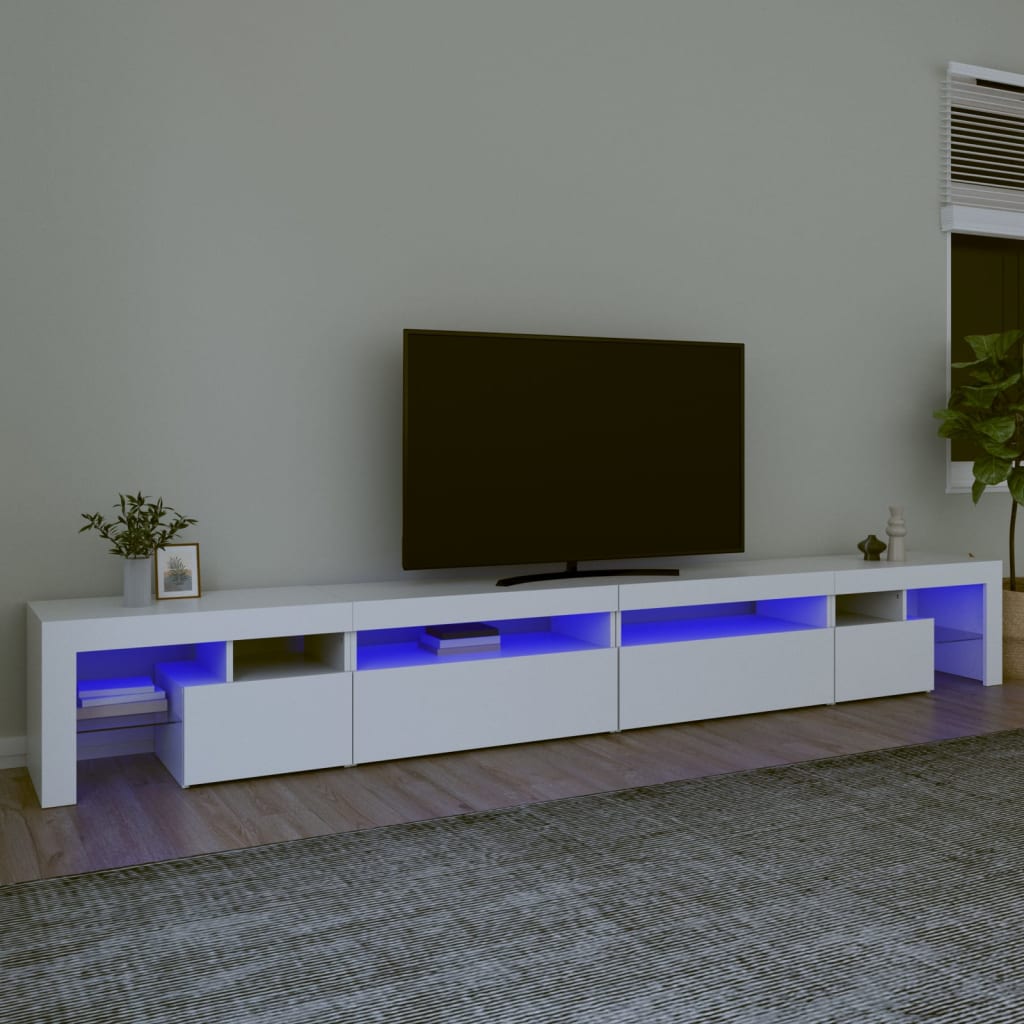Mobile Porta Tv Con Luci Led Bianco 290x36,5x40 cm