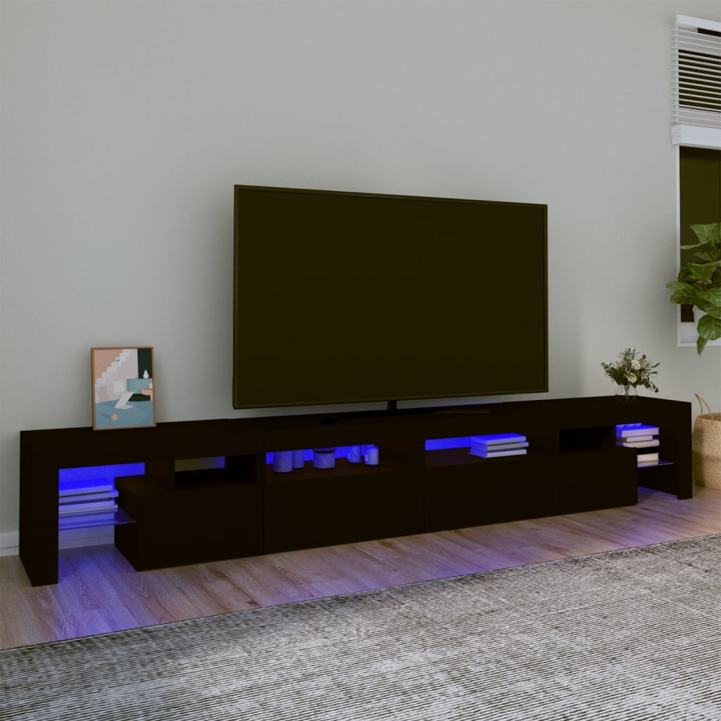 Mobile Porta Tv Con Luci Led Nero 260x36,5x40 cm