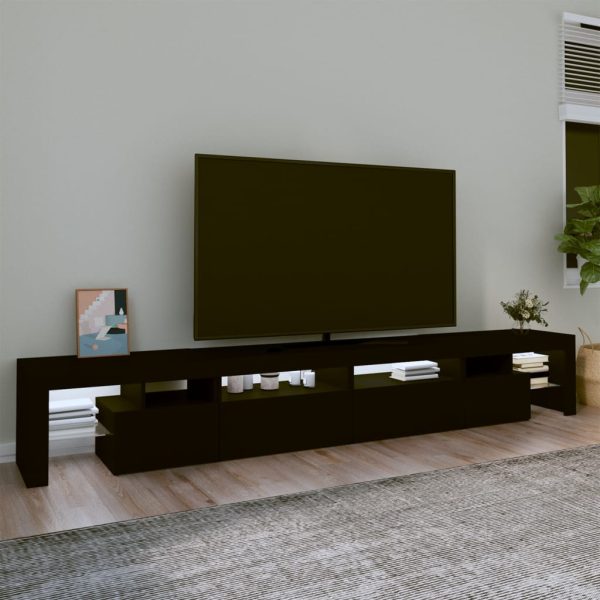 Mobile Porta Tv Con Luci Led Nero 260x36,5x40 cm - Image 3