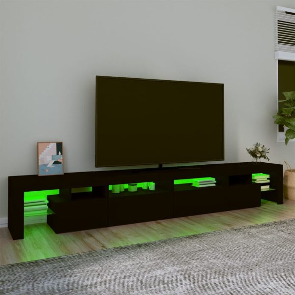 Mobile Porta Tv Con Luci Led Nero 260x36,5x40 cm - Image 4
