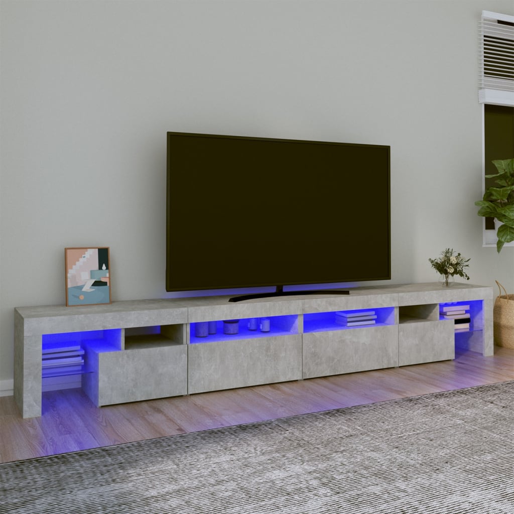 Mobile Porta Tv Con Luci Led Grigio Cemento 260x36,5x40 cm