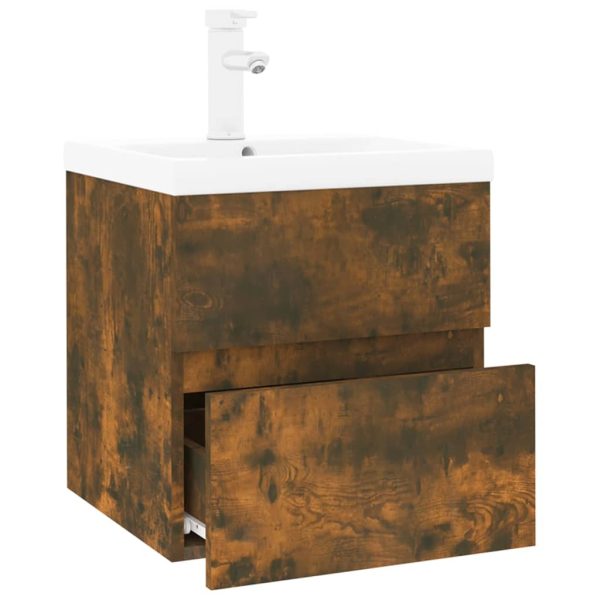 Mobile Bagno Con Lavabo Integrato Rovere Fumo Legno Multistrato - Image 3