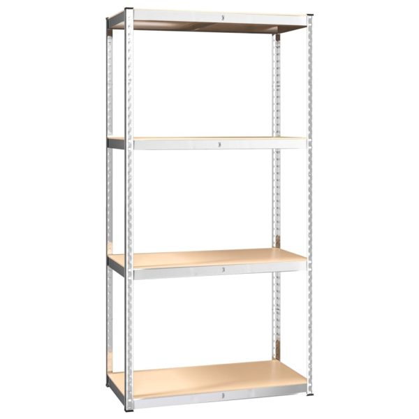 Scaffali A 4 Ripiani 3 Pz Argento Acciaio E Legno Multistrato - Image 5