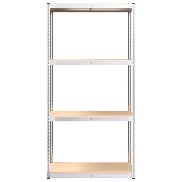 Scaffali A 4 Ripiani 3 Pz Argento Acciaio E Legno Multistrato - Image 6