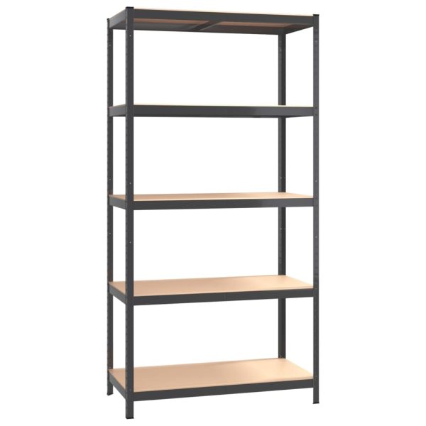Scaffali 5 Ripiani 4pz Antracite In Acciaio E Legno Multistrato - Image 4