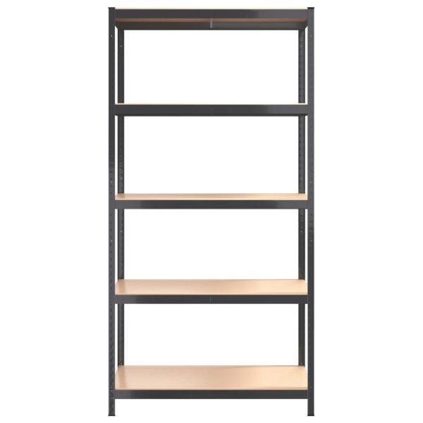 Scaffali 5 Ripiani 4pz Antracite In Acciaio E Legno Multistrato - Image 5
