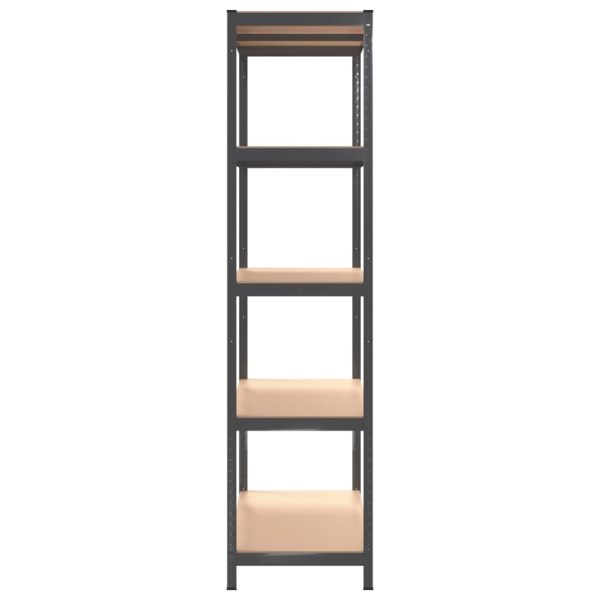 Scaffali 5 Ripiani 4pz Antracite In Acciaio E Legno Multistrato - Image 6
