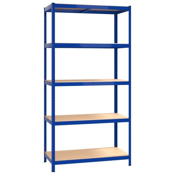 Scaffali A 5 Ripiani 4 Pz Blu In Acciaio E Legno Multistrato - Image 5