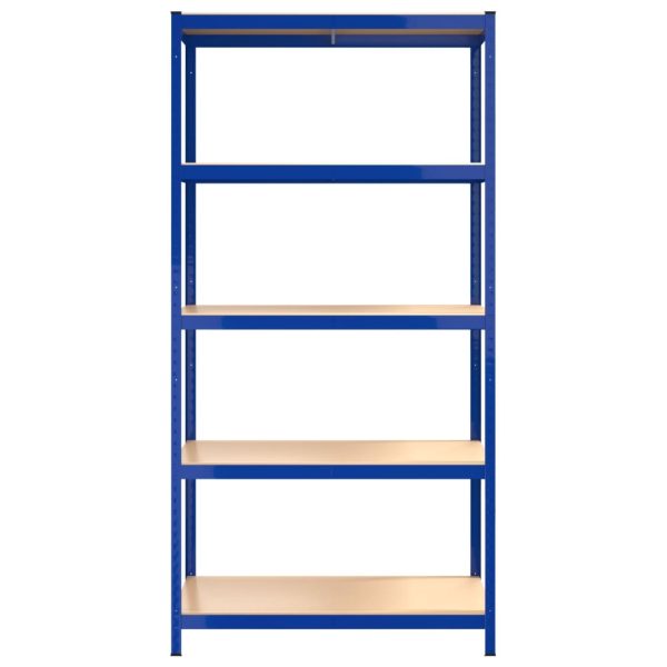 Scaffali A 5 Ripiani 4 Pz Blu In Acciaio E Legno Multistrato - Image 6