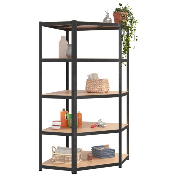 Scaffali Resistenti 5 Ripiani 2pz Grigio Acciaio E Multistrato - Image 4