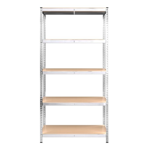 Scaffali 5 Ripiani 2 Pz Argento In Acciaio E Legno Multistrato - Image 5