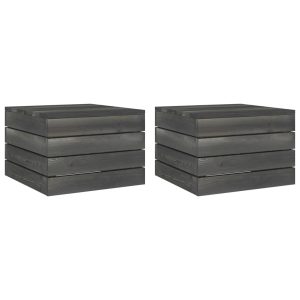 Tavoli Da Giardino In Pallet 2 Pz In Pino Massello Grigio Scuro