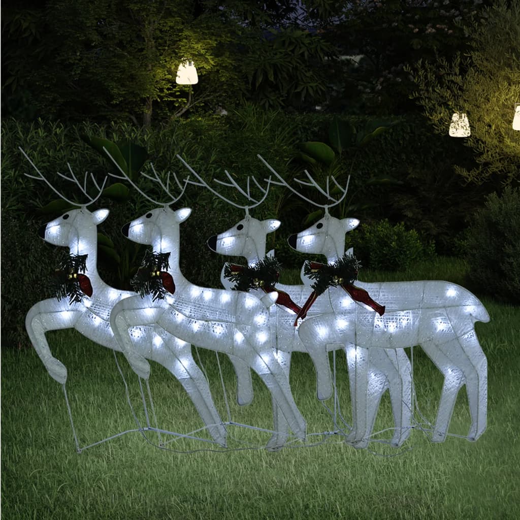 Renne Di Natale 4 Pz Bianche 80 Led