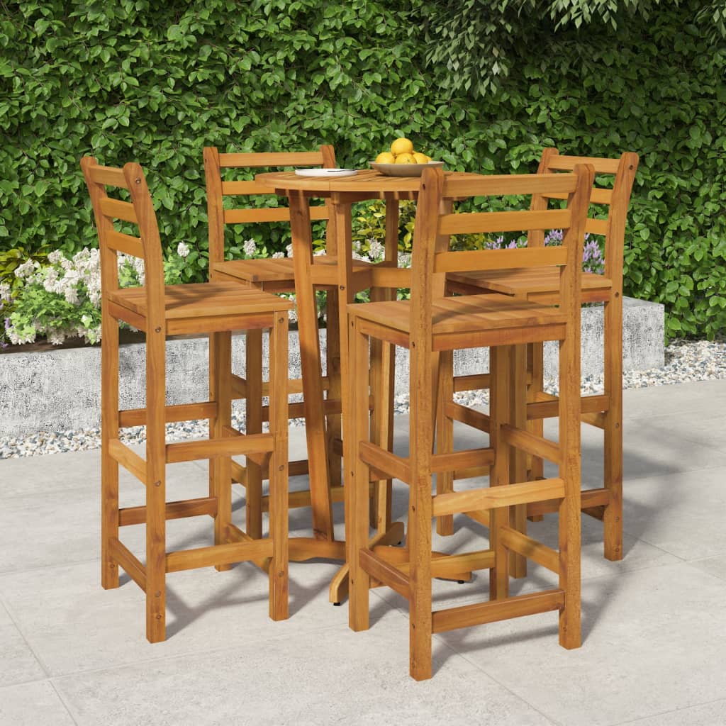 Set Da Bar Da Giardino 5 Pz In Legno Massello Di Acacia