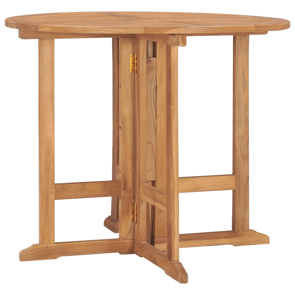 Tavolo Da Giardino Pieghevole Ø90x75 Cm In Massello Di Teak