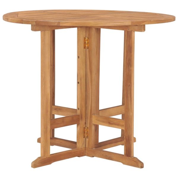Tavolo Da Giardino Pieghevole Ø90x75 Cm In Massello Di Teak - Image 3