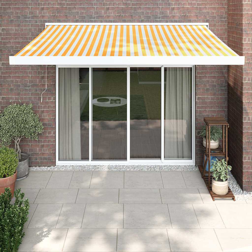 Tenda Retrattile Gialla E Bianca 3x2,5 M In Tessuto E Alluminio