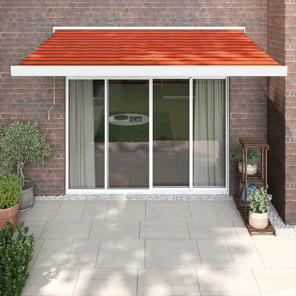 Tenda Retrattile Arancione Marrone 3,5x2,5m Tessuto E Alluminio
