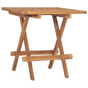 Tavolo Da Giardino Pieghevole 50x50x50 Cm In Massello Di Teak