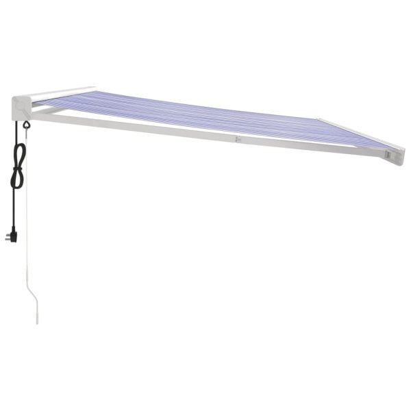 Tenda Da Sole Retrattile Blu E Bianca 4x3 M Tessuto E Alluminio - Image 4