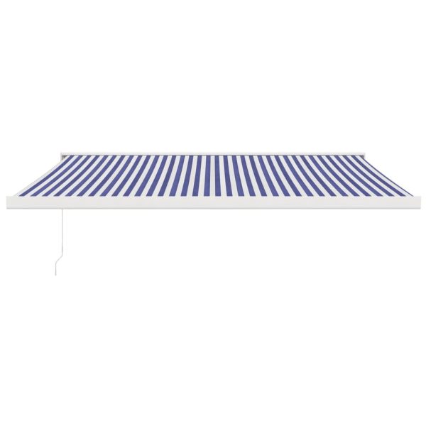 Tenda Sole Retrattile Blu E Bianca 4,5x3 M Tessuto E Alluminio - Image 3