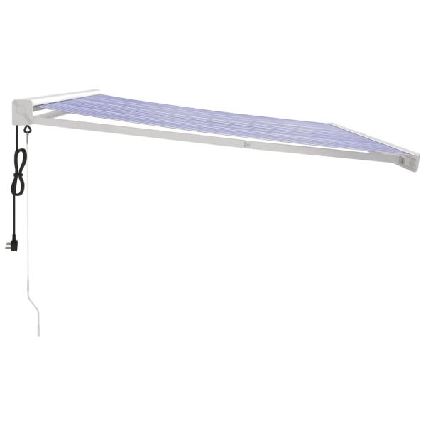 Tenda Sole Retrattile Blu E Bianca 4,5x3 M Tessuto E Alluminio - Image 4