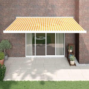Tenda Retrattile Gialla E Bianca 4,5x3 M In Tessuto E Alluminio