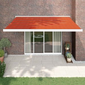 Tenda Retrattile Arancione E Marrone 4,5x3m Tessuto E Alluminio