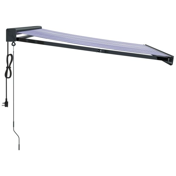 Tenda Sole Retrattile Blu E Bianca 3x2,5 M Tessuto E Alluminio - Image 4