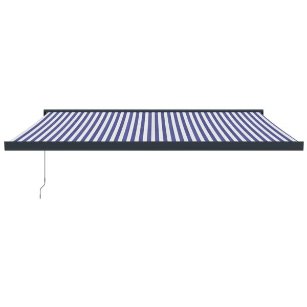 Tenda Da Sole Retrattile Blu E Bianca 4x3 M Tessuto E Alluminio - Image 3