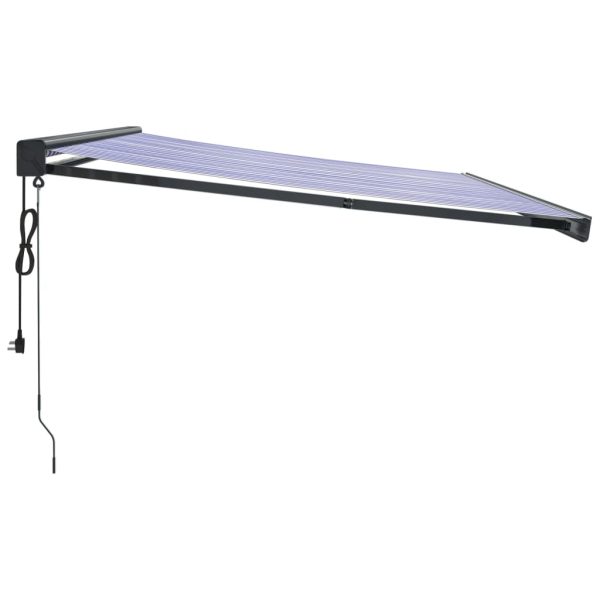 Tenda Da Sole Retrattile Blu E Bianca 4x3 M Tessuto E Alluminio - Image 4