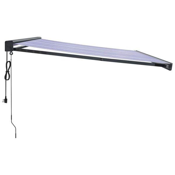 Tenda Sole Retrattile Blu E Bianca 4,5x3 M Tessuto E Alluminio - Image 4