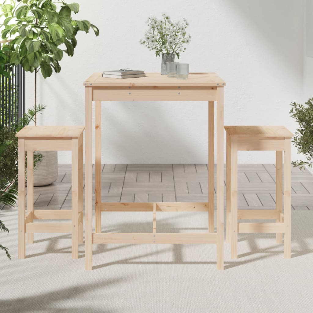 Set Bar Da Giardino 3 Pz In Legno Massello Di Pino - Image 3